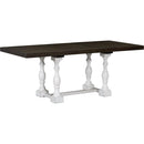 Traditional 6-Piece 78inch Trestle Extendable Dining Table Set with One 18inch Removable Leaf, Padded Dining Chairs and Bench,Distressed White