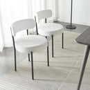 White Boucle Dining Chairs Set Of 2 For Dining Room