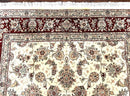 Pak Persian Rug 6x9, Floral Allover Carpet 6 x 9 ft, Cream and Maroon Hand Knotted Wool and Silk Fine Oriental Rug, Traditional Vintage Rug