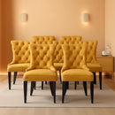 Gold Velvet Tufted Dining Chairs With Ring Pull Trim