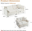 Beige 2 Piece Loveseat Armchair Set Chenille Upholstery