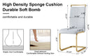 Modern Dining Chairs, PU Faux Leather High Back Upholstered Side Chair with Golden C-shaped Tube Metal Legs for Dining Room,Kitchen(Set of 2 )(LIGHT GRAY+PU)W115191487