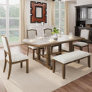 6-Piece Dining Table Set, 60inch to 78inch Extendable Wood Dining Table with Removable Leaf, Kitchen Table Set with 4 Upholstered Side Chair and Bench, Dining Table Set for 6 (Brown)