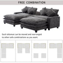 Modern Chenille Upholstered Sectional Sofa with Ottomans, USB Ports, Cup Holders, and Storage in Grey