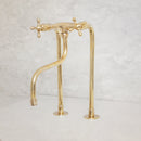 Elegant Unlacquered Brass Kitchen Faucet with Tall Legs and Unique Elephant Trunk Spout