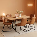 Expandable Oak Wood Dining Table Set For 6 To 8 Seats 51 To 67 Inches