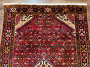 Persian Hamadan Rug 4x7, Tribal Village Malayer Carpet, Red and Ivory, Bohemian Antique