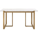 TOPMAX Modern Dining Table Set for 6 Faux Marble Kitchen Table Set with 6 Upholstered Dining Chairs, 7-Piece, White+Golden