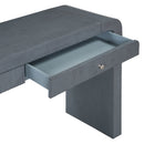 TREXM Rustic Console Table with Fluted Drawer Front, Entryway Table with Curved Corners & Thick Legs, Sturdy Sofa Table for Hallway & Living Room (Dark Navy)