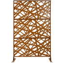 Outdoor & Indoor Privacy Screen Metal Privacy Screen 76' H×48' W, Freestanding Decorative Privacy Screen for Deck Balcony Patio, Privacy Fence Panels for Outside Lawn Garden PS117 BROWN
