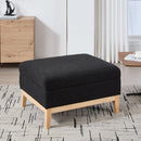 33.86'W Upholstered Wood Base Storage Ottoman with Reversible Lid Coffee Table, Foot Stool Square Footrest with Rubberwood Legs for Living Room Bedroom Entryway and Office, Black Boucle.
