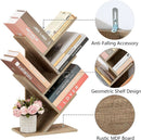 Greige 4 Tier Tree Bookshelf Modern Storage Bookcase