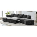 146.9" L-shaped Sofa Sectional Sofa Couch Pull-out Sofa Bed with a Movable Storage Ottoman, a Storage Chaise Lounge and Two USB Ports for Living Room, Grey