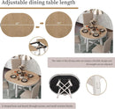 Farmhouse Round Extendable Dining Table Set Oak Finish with Upholstered Chairs