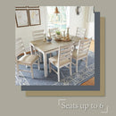 Seven Piece Weathered Whitewash Dining Set Collection