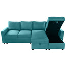 Convertible U-shaped Sectional Sofa with Storage Chaise Lounges & USB Ports, Teal, Twill Polyester, 103.9'