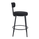 Stylish Ergonomic Bar Chairs Set with Black Breathable Cushions and Metal Legs, 35.5 Inches High, Pack of Two