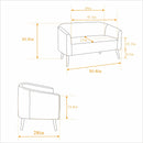 50.78'W Modern Loveseat Couch Sofa, Corduroy Fabric Upholstered 2-Seat Sofa, Wooden Nature Legs for Small Spaces Office Studio Apartment Bedroom, Ivory