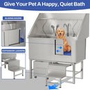 Stainless Steel Dog Washing Station with Seamless Design and Accessories, Silver, 50 Inch