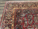 Persian Sarouk Rug 10x18, Palace Size Antique Persian Carpet, Wool, Red, Floral, Handmade Traditional Persian Rug, Extra Large Rug