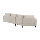 Upholstered 3-seater Curved Sofa with Printed Pillows, Beige Chenille, 111 Inches