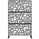 Outdoor & Indoor Privacy Screen Metal Privacy Screen 76' H×48' W, Freestanding Decorative Privacy Screen for Deck Balcony Patio, Privacy Fence Panels for Outside Lawn Garden PS114 BLACK, LIGHT