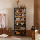 Vintage Display Cabinet with Double Glass Doors, Traditional Style for Collectibles - Black, Ash Wood Veneer, 73.25'' Tall