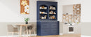[Assembly Video Provided] TOPMAX Modern 83.7inch High Kitchen Pantry, Freestanding Tall Kitchen Hutch with Faux Marble Top,Cupboard Cabinet with 5 Storage Drawers and Adjustable Shelf, Set of 2, Blue