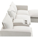 [VIDEO+NEW]109*57' Modern Sectional Cloud Sofa with Console,USB charger,Reading Light,Cup Holder,Wide Seat,4 Seat Chenille Modular Couch,Storable Indoor Funiture for Living Room,Apartment,2 Colors