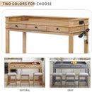 TREXM 4-Piece Dining Table Set for 3, Retro Kitchen Table and Chairs Set with 3 Storage Drawers, Ideal for Small Spaces (Natural)