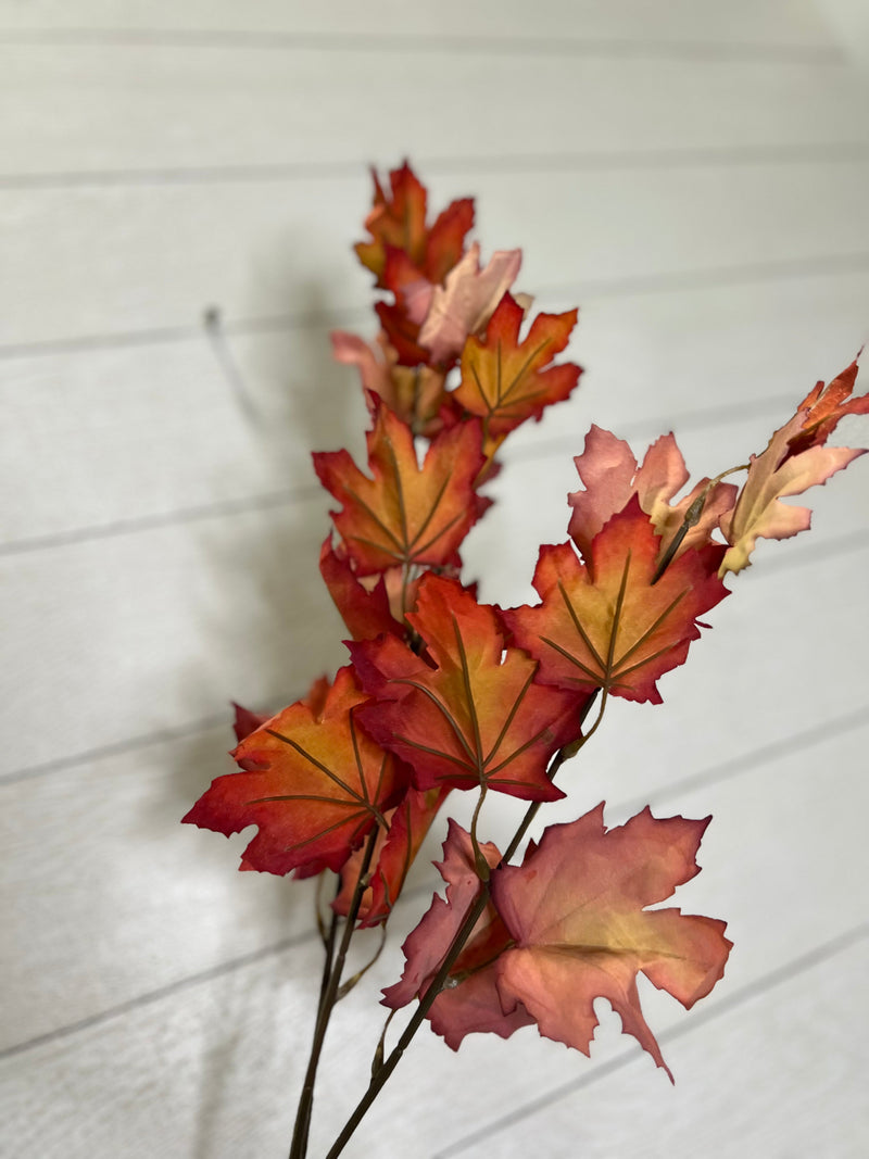 Artificial Autumn Maple Leaf Stems - Customizable Bendable Stems