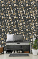 Modish Dark Wallpaper with Roses Chic