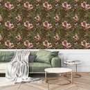 Voguish Dark Green Wallpaper with Flowers Vogue