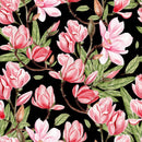 Elegant Dark Wallpaper with Pink Flowers Fashionable