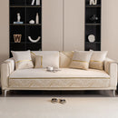 Non-Slip Couch Cover with Gold Trim, Sofa Slipcover for Sectional & Loveseat