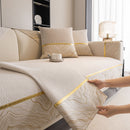 Non-Slip Couch Cover with Gold Trim, Sofa Slipcover for Sectional & Loveseat