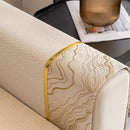 Non-Slip Couch Cover with Gold Trim, Sofa Slipcover for Sectional & Loveseat