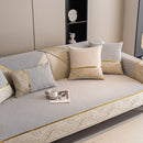Non-Slip Couch Cover with Gold Trim, Sofa Slipcover for Sectional & Loveseat