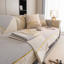 Non-Slip Couch Cover with Gold Trim, Sofa Slipcover for Sectional & Loveseat