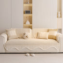 Washable Sofa Throw Pad, Non-Slip Sofa Mat Cozy Couch Slipcover with Soft Furry Trim