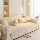 Washable Sofa Throw Pad, Non-Slip Sofa Mat Cozy Couch Slipcover with Soft Furry Trim
