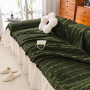 Soft Warm Flannel Couch Cover Throw Blanket with French Flounce, Beautiful Furniture Throws for Sofas