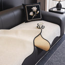 Chenille Couch Cover with Scalloped Edge, Non-Slip Modular Slipcover Sectional