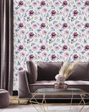 Voguish Pink and Purple Flowers Wallpaper Chic