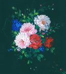 Modish Dark Green Wallpaper with Flowers Tasteful