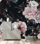 Fashionable Modern Dark Floral Wallpaper