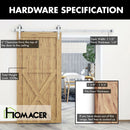 Non-Bypass Sliding Barn Door Hardware Kit - Arrow Design Roller - Silver Finish
