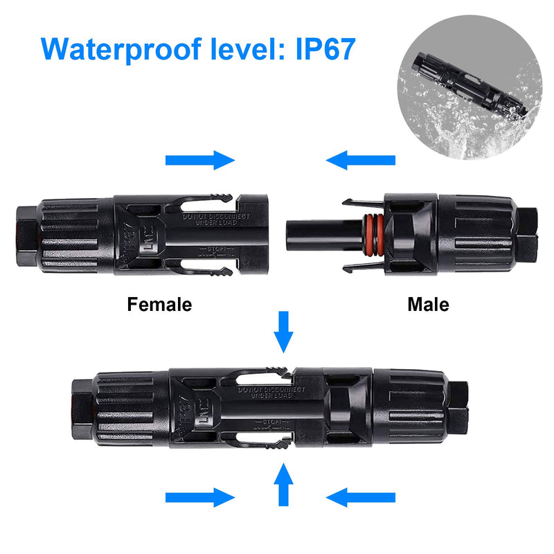 ACOPOWER 1 Pairs PV Connector Male/Female Solar Panel Cable Connectors