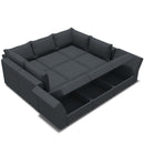Ainfox 9 Seats + 9 Sides Modular Sectional Sofa Sleeper Sofa Flannel Sofa with Storage Seat