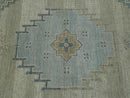 Traditional Medallion Design Blue and Beige Hand Knotted Wool Rug Custom Made